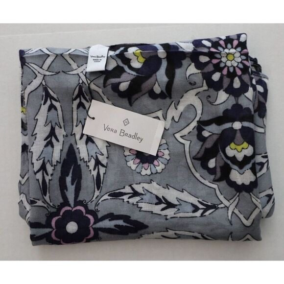 Vera Bradley 22842-X40 Women's Gray *Plaza Tile* Soft Fringe Scarf - Picture 1 of 9